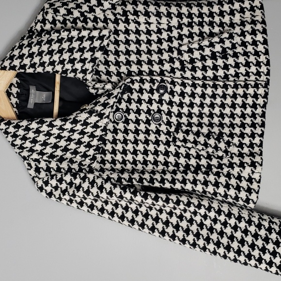 Houndstooth Blazer Jacket Wool Blend Size 6 Ann Taylor Boxy - Picture 3 of 7